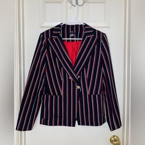 Tommy Hilfiger Womens Striped Formal Suit Jacket Navy